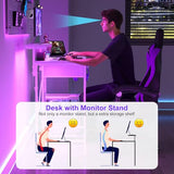 X-cosrack 33.5" Small Gaming Desk with LED Lights & Power Outlets, Compact Computer Desk with Monitor Stand & CPU Stand, Gamer Table with Storage Drawer, Side Hooks for Home Office, Bedroom, White X-cosrack