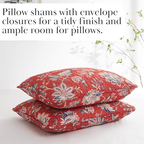 Southshore Fine Living, Inc. Oversized King Quilt Bedding Set, Jacobean Willow Floral Quilt Set with 2 Matching Pillow Shams, Lightweight California King Bed Spread, Soft Microfiber Fabric, Red Southshore Fine Living, Inc.