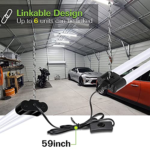 10 Pack 4FT Linkable LED Utility Light Fixture, 4400lm, 42W, 5000K Daylight for Workshop, Garage, Hanging or Surface Mount, with Power Cord, ETL hykolity