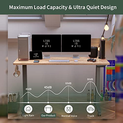 FEZIBO Electric Standing Desk, 63 x 24 Inches Height Adjustable Table, Ergonomic Home Office Furniture with Splice Board, Grey Frame/Light Rustic Brown Tabletop - WoodArtSupply