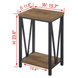 FOLUBAN Side Table with Storage Shelf, Rustic End Table for Living Room, Wood and Metal Nightstand for Bedroom, Oak FOLUBAN