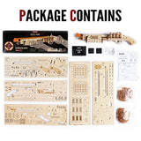ROKR 3D Wooden Puzzle Rubber Band Guns for Adults,Toy Shotgun Model Building Kits for Adults to Build,Toy Guns for Kids 12-14,Challenge Wood Crafts Puzzles for Adults,Cool Toys Hobbies for Men Women ROKR