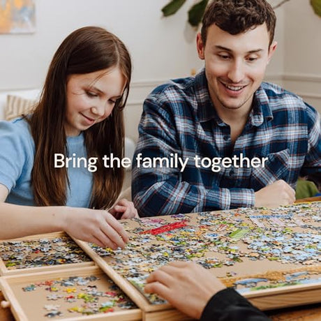 PLAYVIBE Rotating Jigsaw Puzzle Board with Drawers 1000 Piece – Puzzle Table with Cover, 4 Drawers, 22 1/4” x 30" – Wooden Puzzle Organizer – Puzzle Accessories PLAYVIBE