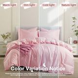 VACVELT 3PCS Cooling Duvet Cover Full/Queen Size, 60% Tencel Lyocell + 40% Cotton Comforter Cover Set for Hot Sleeper, Moisture Wicking & Silky, Hotel Bedding Set, Soft & Breathable, Blush Pink VACVELT