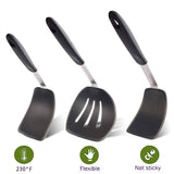 Silicone Flexible Turner Spatula Set, 5-Piece Heat Resistant Flexible Rubber Spatulas,Silicone Cooking Utensil Set,Non Stick Rubber Kitchen Utensils for Cooking Fish, Steak,Eggs, Pancakes CGSGDK