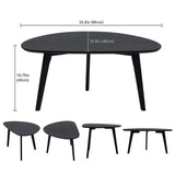 FIRMINANA Small Black Oval Coffee Table for Small Space , Simple Modern Center Table with OAK Wood Legs-Black-18.9" D x 33.47" W x 15.75" H FIRMINANA