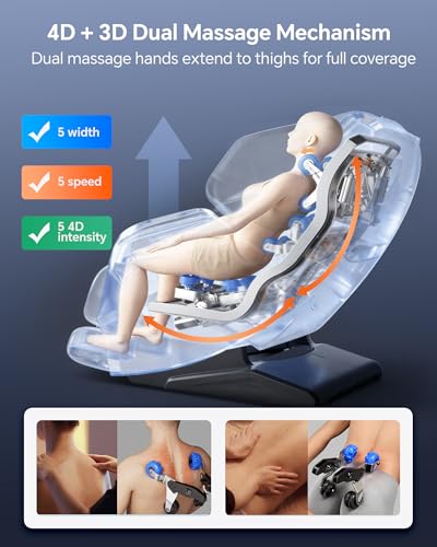 4D+3D Dual Mechanism Massage Chair Full Body, Zero Gravity Massage Chair Recliner with Segmented Dual SL Track, AI Fatigue Health Detection, 160° Flat Stretch, 8" HD Touchscreen & Voice Control,Brown CareTech