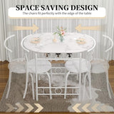 VECELO 3-Piece Dining Table Set for Kitchen Breakfast Nook, Faux Marbled Oval Tabletop and Metal Frame with Built-in Wine Rack, for Small Spaces, White VECELO