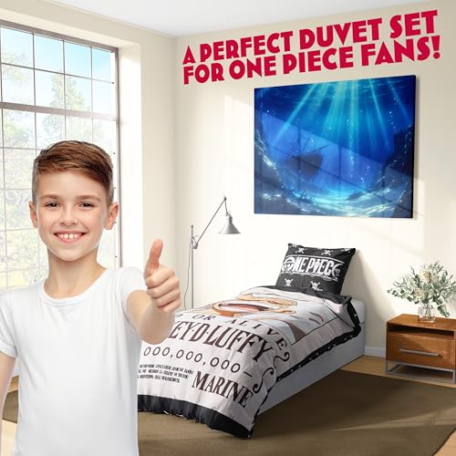 Get Trend One Piece Single Duvet Cover Set with Pillowcase for Boys, Girls, 53"x79", Soft Kids Bedding, Anime Gifts for Kids (Multi One Piece) Get Trend
