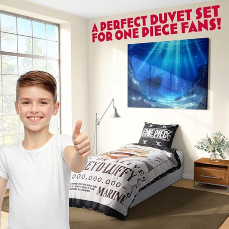 Get Trend One Piece Single Duvet Cover Set with Pillowcase for Boys, Girls, 53"x79", Soft Kids Bedding, Anime Gifts for Kids (Multi One Piece) Get Trend