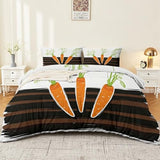 3-Piece Double-Sided Printed Duvet Cover Set Single – Soft Microfiber Bedding with Minimalist Carrot Modern Design with Zipper Closure,Includes 1 Duvet Cover + 2 Pillowcases Multicolor Generic