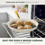 GreenPan Swift 12 Piece Cookware Pot and Pans Set, PFAS & PFOA-Free Healthy Ceramic Nonstick, Gold Stainless Steel Handle, Versatile Cooking Essentials, Dishwasher & Oven Safe, Cream GreenPan