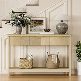 Lulive 51" Fluted Console Table for Entryway, Entryway Table with 3 Wooden Drawers, Farmhouse Behind Sofa Table for Living Room, Hallway, Couch, Foyer Lulive