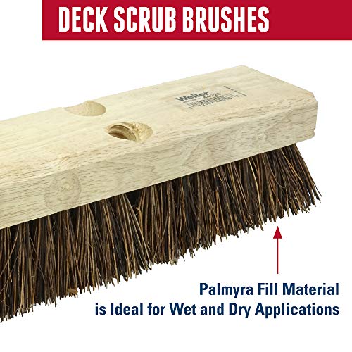 Weiler 44026 Heavy Duty Deck Scrub Brush with Natural Palmyra Bristles for Wooden Decks, Conrete Patios, and Other Rough Surfaces Weiler
