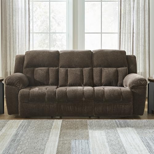 Signature Design by Ashley Frohn Modern Manual Reclining Sofa, Dark Brown Signature Design by Ashley