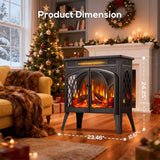 ZAFRO 24" Freestanding Electric Fireplace Stove with Remote Control, Fireplace Heater with Adjustable Flame Color and Brightness, Timer/Sleep Mode/Overheat Protection for Bedroom, Living Room(Black) ZAFRO