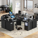 YITAHOME L Shaped Desk with Power Outlets, 60 Inch Computer Desk Corner Desk with File Drawer, Home Office Desk with Monitor Stand & Storage Shelves, L-Shaped Desk with File Cabinet, Black YITAHOME