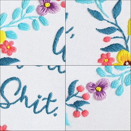 Louise Maelys Funny Embroidery Kit for Beginners,Adults Cross Stitch Kits with Flower Wreath Pattern,Needlepoint for Starters Including Cloth,Hoop,Instruction and Threads Louise Maelys