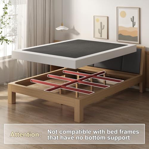 EMODA 5 Inch Twin Box Spring Bed Base, 1500 LBS Heavy Duty Metal Mattress Foundation with Fabric Cover, Easy Assembly EMODA