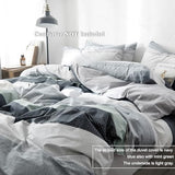 VM VOUGEMARKET Striped Bedding Duvet Cover Set King,3 Pieces Gray Blue Duvet Cover Sets,100% Cotton Modern Simple Comforter Cover with Zipper-King,Martin VM VOUGEMARKET