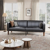 GarveeHome Futon Sofa Bed, 75-Inch Modern Faux Leather Convertible Couch, Mid-Century Loveseat for Small Space, Living Room, Bedroom, Black GarveeHome