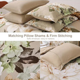 Dintszyayue Khaki Floral Comforter Set King Size 7 Pieces Bed in a Bag Elegant Flower Bedding Set for All Season with Flat Sheet, Fitted Sheet, Pillowcases & Shams Dintszyayue