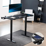 VIVO Electric 60 x 30 inch Standing Desk with Concealed Cable Trays and Full-Size Mouse Pad, Dual Motor Memory Controller Height Adjustment, Black Top Black Frame, DESK-KIT-E2B-P3B VIVO
