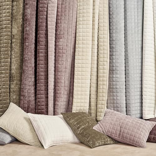 RECYCO Luxury Velvet Quilt Set King Size Bedding Sets, Ultra Soft Velvet Comforter Set, Lightweight Channel Box Stitch Oversized Bedspread Coverlet for All Season, with 2 Shams, Beige RECYCO