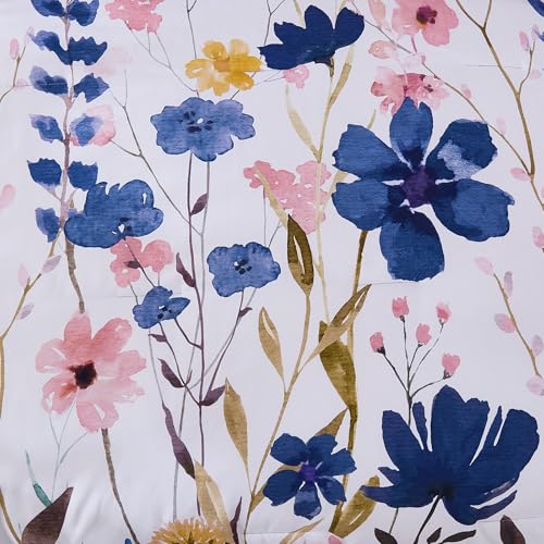 Anibedding Blue Floral Comforter Set King Size, 8 Piece Botanical Flower Bed in a Bag, Reversible Design Comforter, Soft Microfiber Complete Bedding Sets for All Season (Blue,90"x104") Anibedding