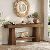 TRIBEWOOD Solid Wood Console Table, 63-Inch EntrywayTable with Storage, Long Wooden Sofa Table Behind Couch for Entryway, Hallway, Foyer, Living Room TRIBEWOOD