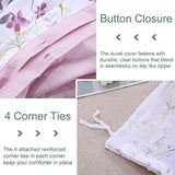 URBONUR Floral Duvet Cover Set Twin Size 3-Pieces Egyptian Cotton Percale Weave Garden Chic Flowers Comforter Bedding Set, Soft and Breathable Duvet Covers with Button Closure URBONUR