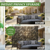 Metal Privacy Screen Outdoor 6FT – Freestanding Laser Cut Steel Garden Divider Panel with Stand, Decorative Modern Privacy Screen for Patio, Deck, Backyard & Balcony, Rustproof & Weather-Resistant WIZWERK