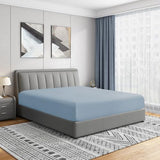 Cathay Home Luxury Wrinkle and Fade Resistant Double Brushed Ultra Soft Microfiber 14-Inch Standard Pocket Single Fitted Sheet, Blue Fog, Twin Cathay Home