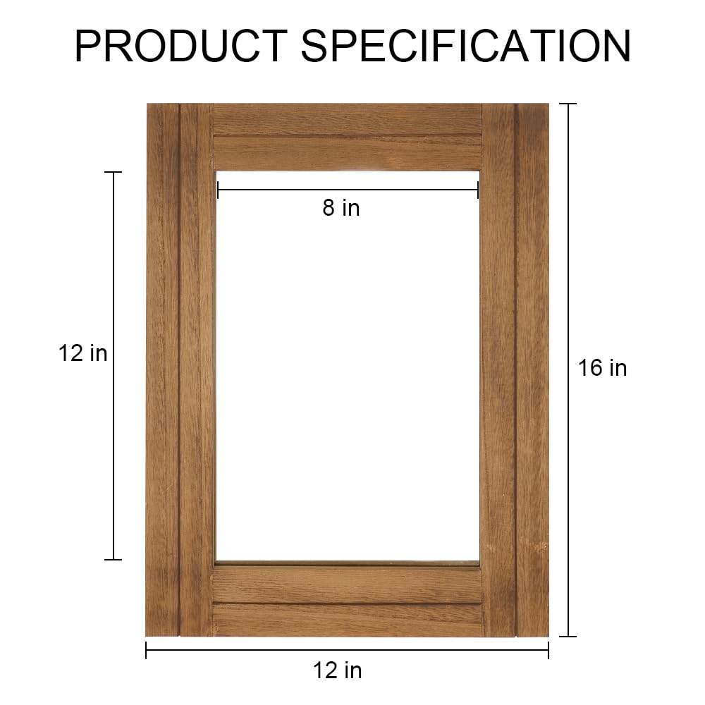 DECORKEY Rectangle Wall Mirror for Bathroom, Distressed White Wood Decor with Hanging Rope for Rustic Home Decor, Vanity, Living Room 12"×16"（Wooden） DECORKEY