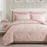 Geniospin Pink Full Comforter Set for Girls- 7 Pieces Bowknot Jacquard Bed in A Bag Full Bedding Sets with Sheets, Pillowcases & Shams, All Season Kids Comforter Set Geniospin
