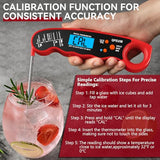 QPEUIM Meat Thermometer Digital Instant Read Thermometer Waterproof Food Thermometer with Backlight & Calibration for Grill and Cooking Turkey BBQ