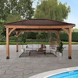 Backyard Discovery Barrington 16 ft. x 12 ft. Hip Roof Cedar Wood Gazebo Pavilion, Shade, Rain, Hard Top Steel Metal Roof, All Weather Protected, Wind Resistant up to 100 mph, Holds up to 7800 lbs Backyard Discovery