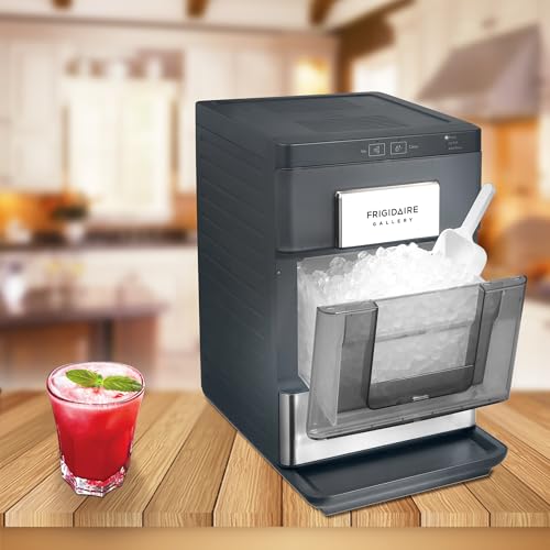 Frigidaire Gallery, 33 Lbs. Countertop Ice Maker, Nugget Shaped Ice, Stainless Steel Trim, Black Frigidaire