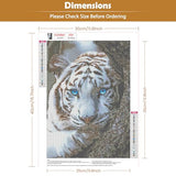 KEYIFA White Tiger Diamond Art Kits for Adults, DIY Diamond Painting Animal, Round Full Drill, 5D Diamonds Dots Mosaic Painting, Gem Arts Craft for Home Wall Decor Gifts, 30x40cm KEYIFA