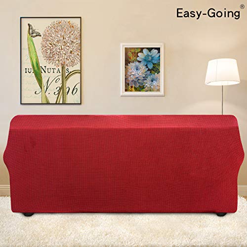 Easy-Going Stretch Sofa Slipcover 1-Piece Sofa Cover Furniture Protector Couch Soft with Elastic Bottom for Kids, Polyester Spandex Jacquard Fabric Small Checks (Sofa, Christmas Red) Easy-Going