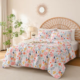 Yibeizi Floral Comforter Set for Girls Twin, Kids Cute Printed Bedding Set with Pillow Sham, Lightweight Soft Breathable Machine Washable Quilted Bed Comforter Set 2 Piece Yibeizi