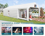 SPECRAFT 39x20x14 FT Large Inflatable Nightclub Tent for Adults with Pavilion Rest Area, Black Inflatable Night Club Gazebo with 2 Side Doors & Logo Area for Wedding, Birthday, Backyard Events, White SPECRAFT