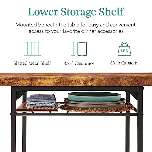 Best Choice Products 3-Piece Modern Dining Set, Space Saving Dinette for Kitchen, Dining Room, Small Space w/Steel Frame, Built-in Storage Rack - Medium Brown/Black Best Choice Products