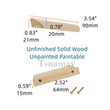 Tsnamay 6Pcs Unfinished Wood Solid Furniture Pulls Handles,Unfinished Unpainted Paintable Wooden Handles Cupboard Closet Drawer Handle Pull,Length Tsnamay