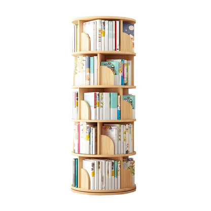 NIUYAO 360-Degree Rotating Solid Wood Bookcase - 2-Tier Versatile Storage Rack - WoodArtSupply