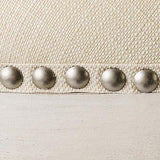 Maven Lane Adrien Saddle Bar Stool in White Oak Finish with Natural Fabric Upholstery Maven Lane