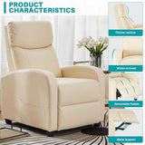 Sweetcrispy Massage Recliner Chair for Adults, Adjustable Home Theater Seating with Lumbar Support for Living Room, Modern Fabric Reclining, Beige Sweetcrispy