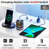 Nightstand with Charging Station and LED Lights, LED Night Stand with 2 USB Ports and 2 AC Outlets, Modern End Table with 3 Drawers, Bedside Table with Open Storage for Bedroom, White AOGLLATI