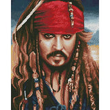 5D DIY Diamond Painting, Pirates of The Caribbean Captain Jack Movie Poster 5 Pieces Diamond Painting Kits for Adults Full Drill Square Diamond Gem Art Beads Painting for Kids 17.7x37.4 inches Yartmixs