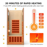RESTISLAND Full Spectrum Infrared Sauna, 1 Person Home Infrared Sauna with Red Light Therapy, Indoor Canadian Hemlock Wood Dry Saunas Room,1178w/120v, Foot Warmer, 7 Heating Panels, Bluetooth Speakers RESTISLAND